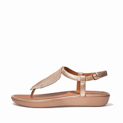 Fitflop Tia Feather Metallic Leather Back-Strap Sandaler Dame, Rosa Gull 752-K78